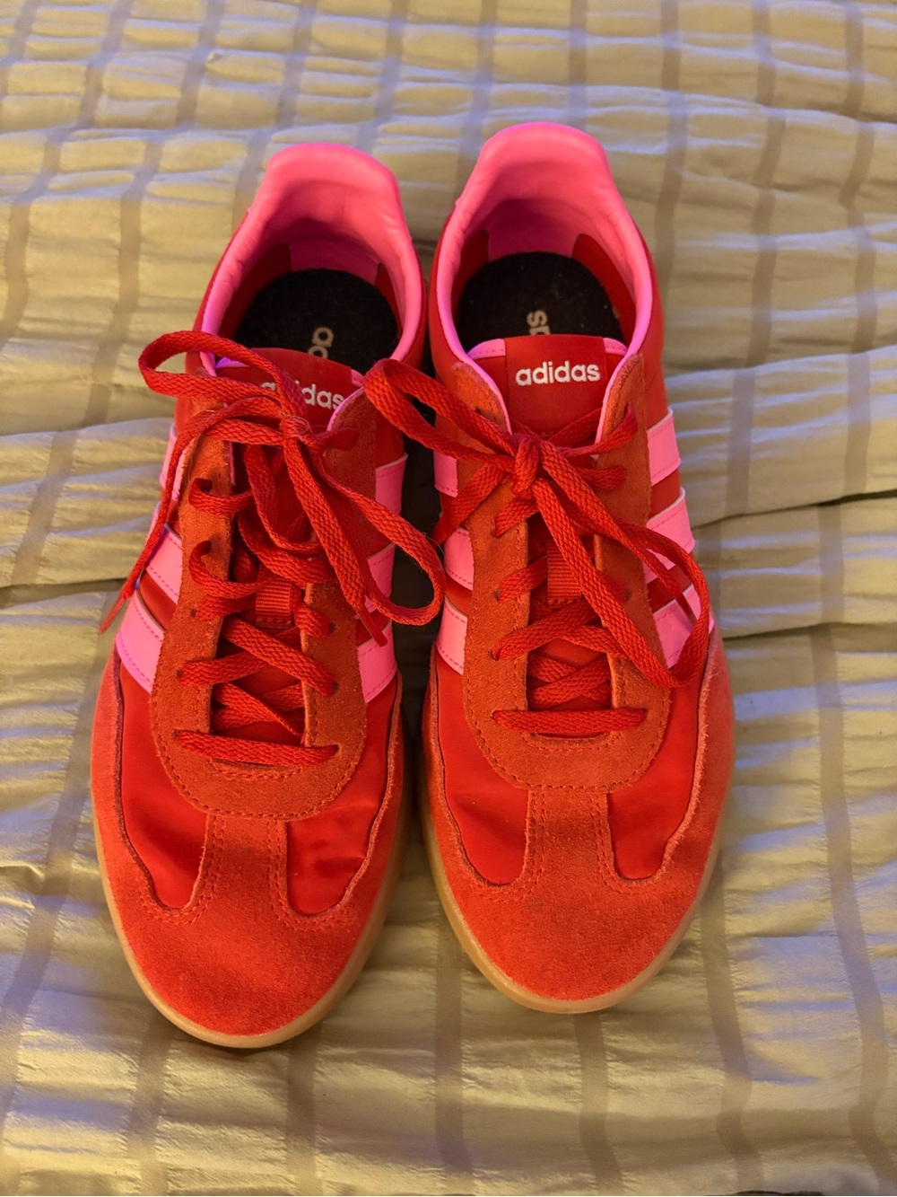 adidas Kids Pink & Red Suede Accent Sneakers